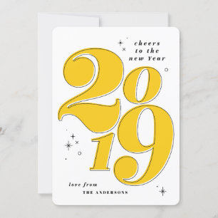 Cheers to the new year bold 2019 holiday card