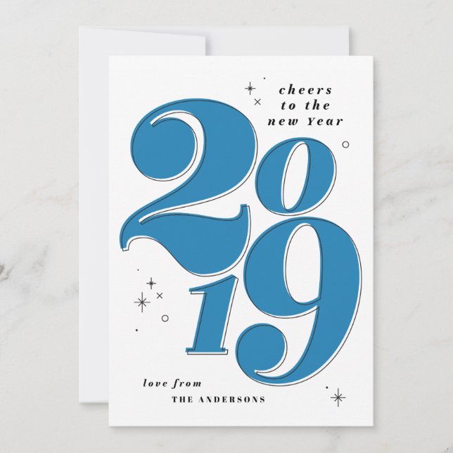Cheers to the new year bold 2019 holiday card (Front)