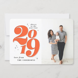 Cheers to the new year bold 2019 photo holiday card