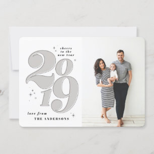 Cheers to the new year bold 2019 photo holiday card