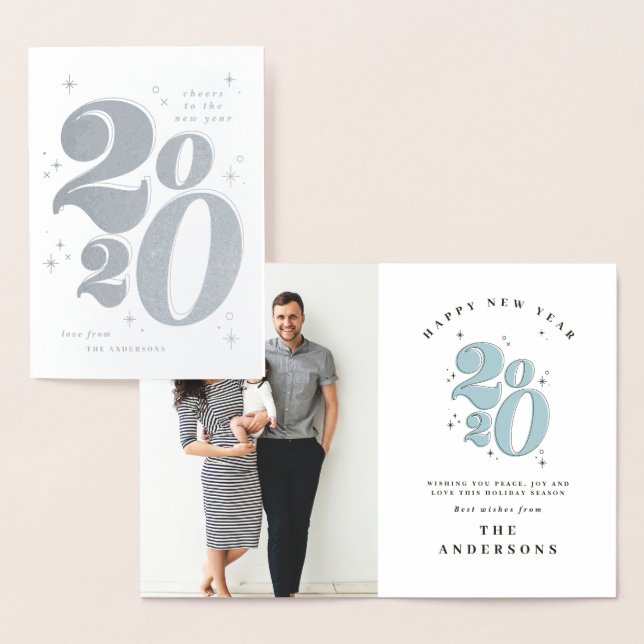 Cheers to the new year bold 2020 typography foil card (Display)