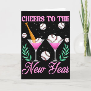 Cheers To The New Year Champagne Gl &amp; Baseball Card