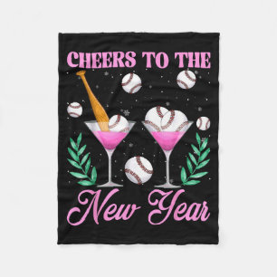 Cheers To The New Year Champagne Gl &amp; Baseball Fleece Blanket