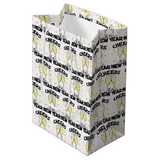 Cheers to the New Year Champagne Glasses Medium Gift Bag