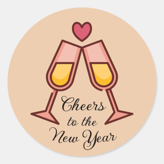 Cheers to the new year classic round sticker (Front)