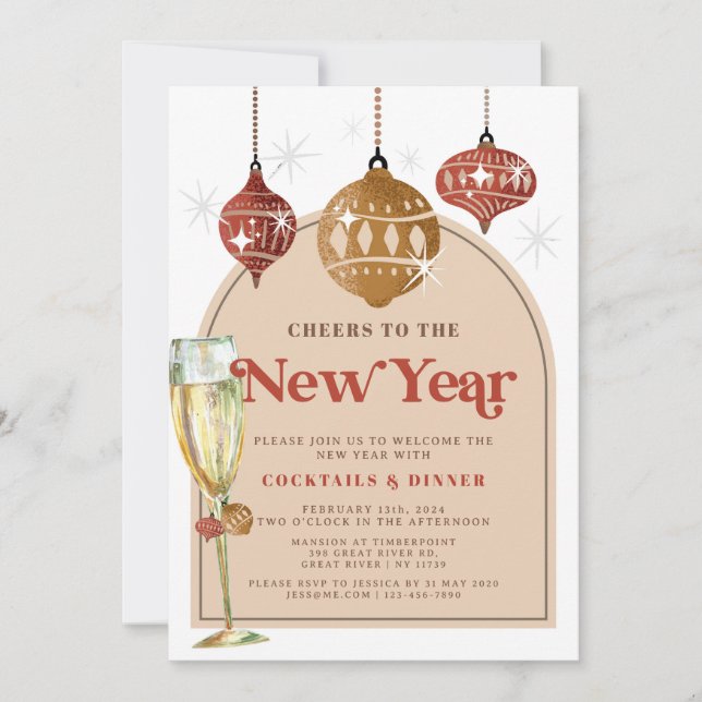 Cheers to the New Year Holiday New Year Party Invitation (Front)