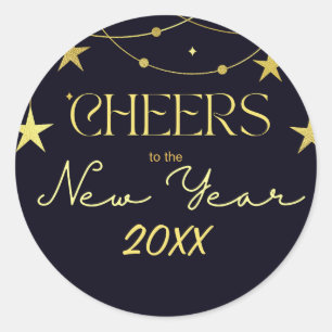 Cheers to the New Year message stars Classic Round Sticker