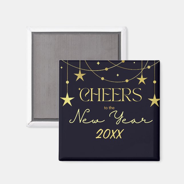 Cheers to the New Year message stars Magnet (Front/Back)