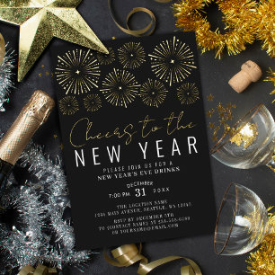 Cheers To The New Year New Year Party Foil Invitat