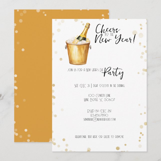 Cheers to the New Year Party Holiday Card (Front/Back)