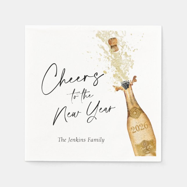 Cheers to the New Year Party Personalized Paper Napkin (Front)