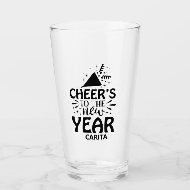 Cheers to the New Year Personalised Glass Cup (Front)
