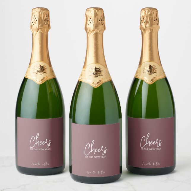 Cheers To The New Year Sparkling Wine Label (Bottles)