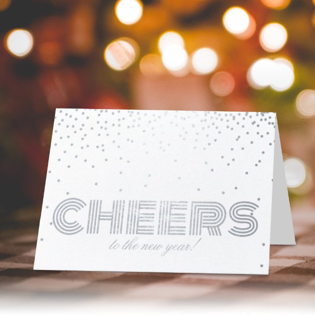 Cheers To The New Year! Trendy Confetti Photo Foil Card (Creator Uploaded)