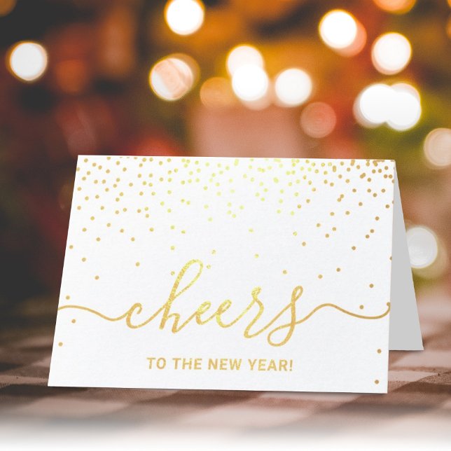 Cheers To The New Year! Trendy Typography Photo Foil Card (Creator Uploaded)