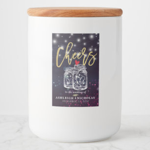 Cheers To The Wedding Chic Mason Jar Purple Lights Food Label