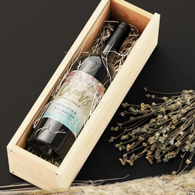 Cheers To The Wedding Summer Sandy Beach Starfish Wine Label (Creator Uploaded)