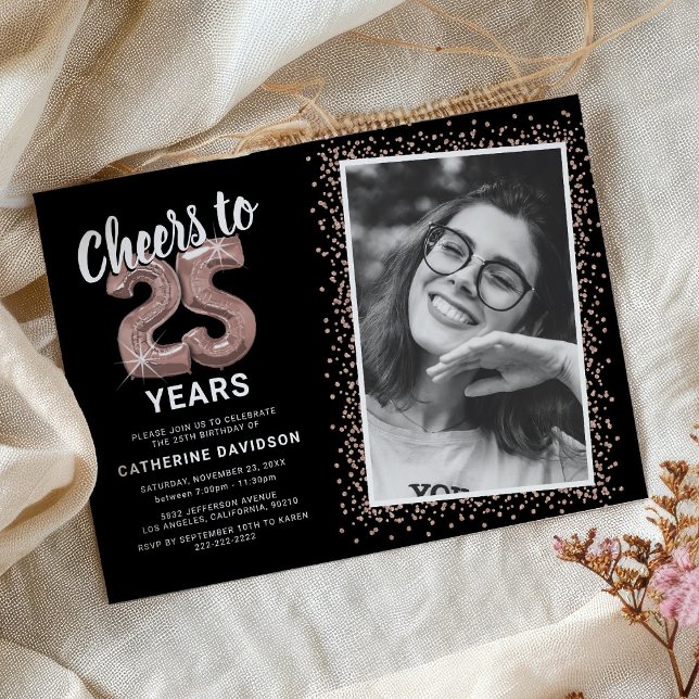 Cheers to The Years 25th Birthday Photo Invitation (Creator Uploaded)