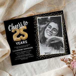 Cheers to The Years 25th Birthday Photo Invitation