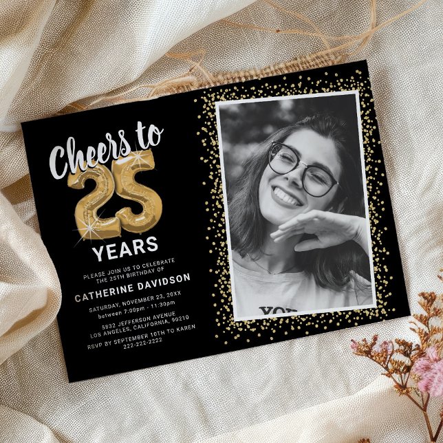 Cheers to The Years 25th Birthday Photo Invitation (Creator Uploaded)