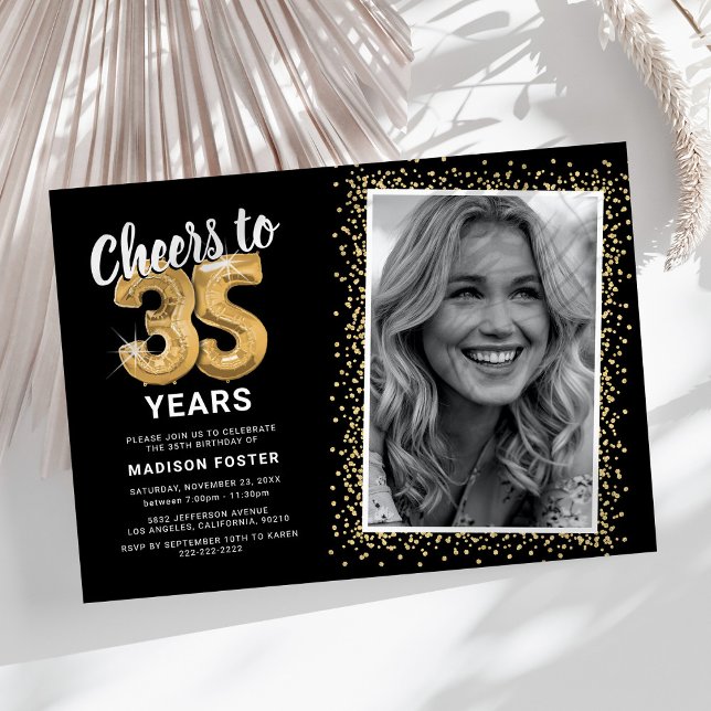 Cheers to The Years 35th Birthday Photo Invitation (Creator Uploaded)