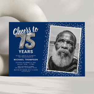 Cheers to The Years 75th Birthday Photo Invitation