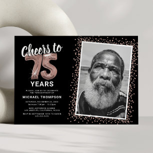 Cheers to The Years 75th Birthday Photo Invitation