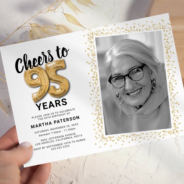 Cheers to The Years 95th Birthday Photo Invitation (Creator Uploaded)