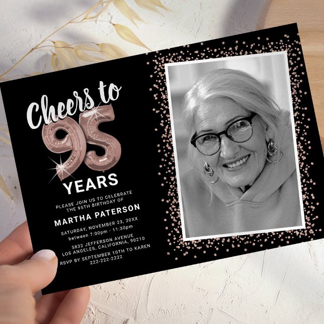 Cheers to The Years 95th Birthday Photo Invitation (Creator Uploaded)
