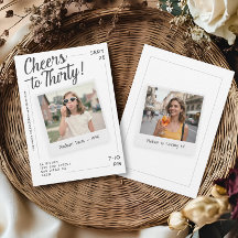 Cheers to Thirty 30 Retro Photo Birthday