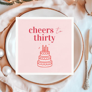 Cheers to Thirty Birthday   Pink 30th Party Napkin