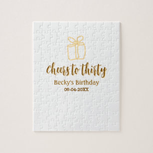 Cheers to thirty yellow brown birthday pastel gift jigsaw puzzle