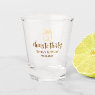 Cheers to thirty yellow brown birthday pastel gift shot glass