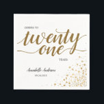 Cheers to Twenty One Gold Confetti 21st Birthday Napkin<br><div class="desc">Cheers to Twenty One Years Gold Script Confetti 21st Birthday Napkin</div>