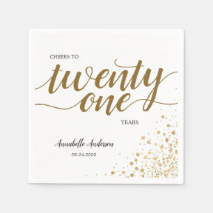 Cheers to Twenty One Gold Confetti 21st Birthday Napkin