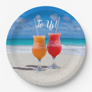 Cheers to Us Beach Drinks Paper Plate