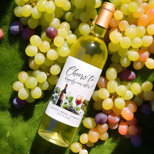 Cheers to Wine Themed Watercolor Bridal Shower Wine Label
