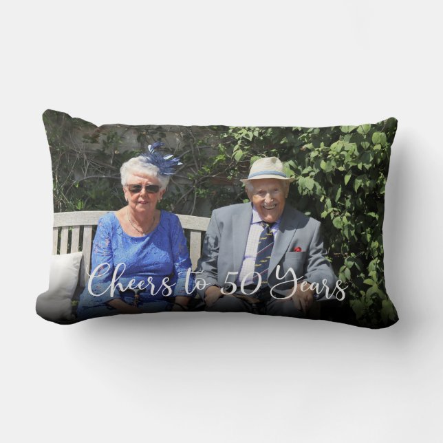 Cheers to XX Years Single Photo Custom Anniversary Lumbar Cushion (Front)