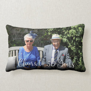 Cheers to XX Years Single Photo Custom Anniversary Lumbar Cushion