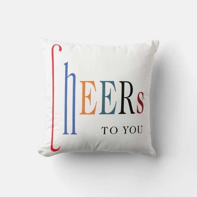 Cheers To You Simple Modern Holiday Throw Cushion (Front)