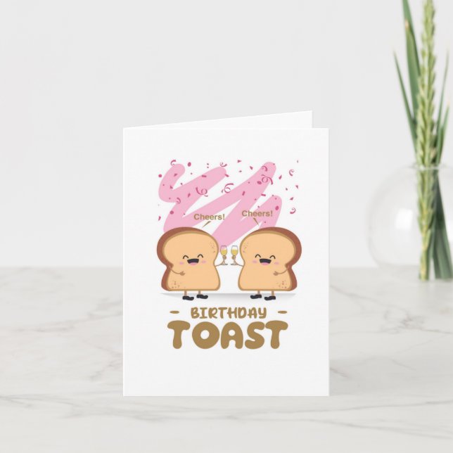 Cheers! Toast Puns Birthday Card (Front)