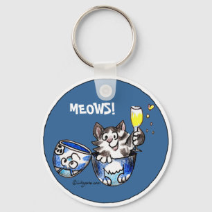 Cheers Toasting  Kitty Cat Cartoon Cute Keychains