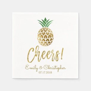 Cheers Tropical Hawaiian Pineapple Wedding White Napkin