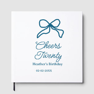 Cheers twenty blue birthday bow name date boho ret guest book