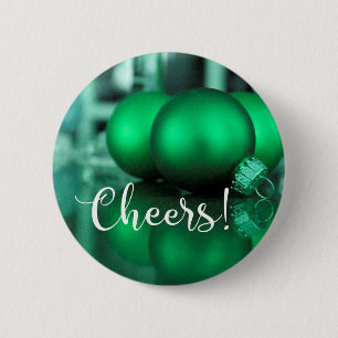 Cheers Typography Green Toned Ornaments Photo 6 Cm Round Badge