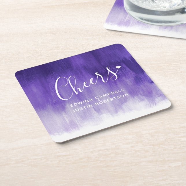 Cheers ultraviolet modern art wash paper coasters (Angled)