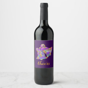 Cheers Wedding Bells Purple Wine Label