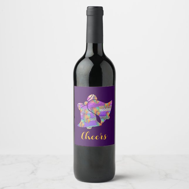 Cheers Wedding Bells Purple  Wine Label (Front)