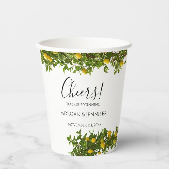 Cheers Wedding Lemons Tableware & Decor Paper Cups (Front)