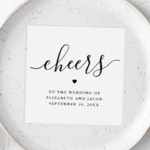 Cheers Wedding Modern Clean Minimal Script Bar Napkin